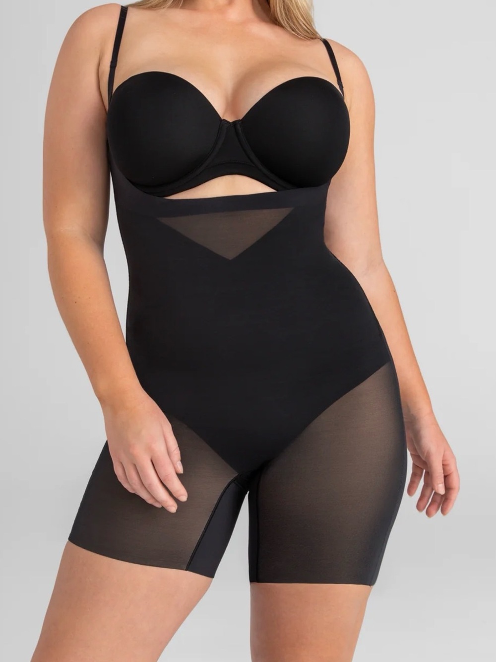 Honeylove Black High-Waist Shaping Bodysuit Shorts